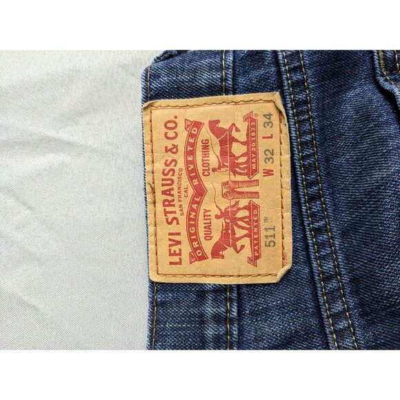 Levis Jeans 511 Blue Denim Straight Leg Cotton Mens Size 32X33 - Picture 7 of 11